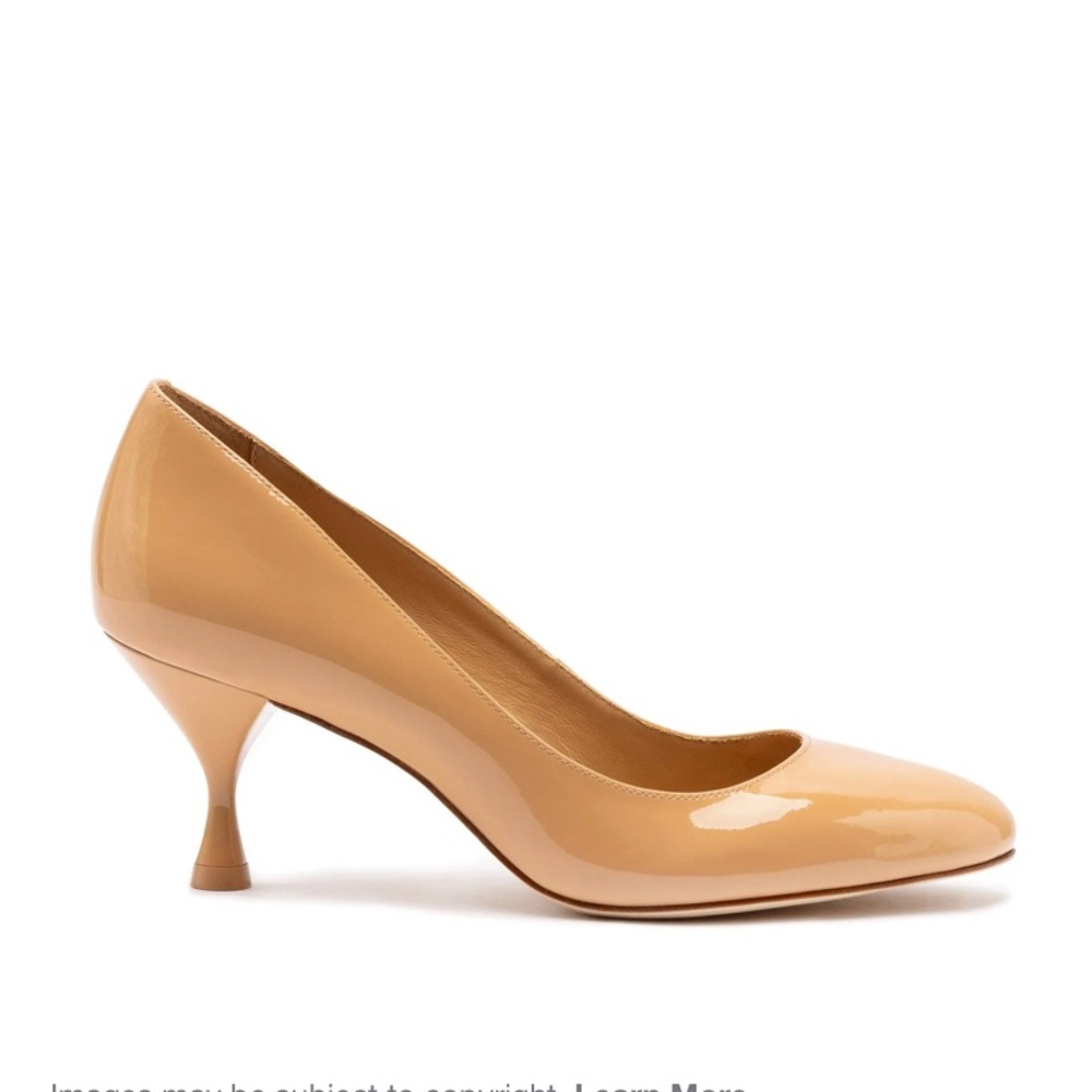 Larroudé Michelle Lo Pump In Tan nude Patent Leather heels shoes size  6.5M